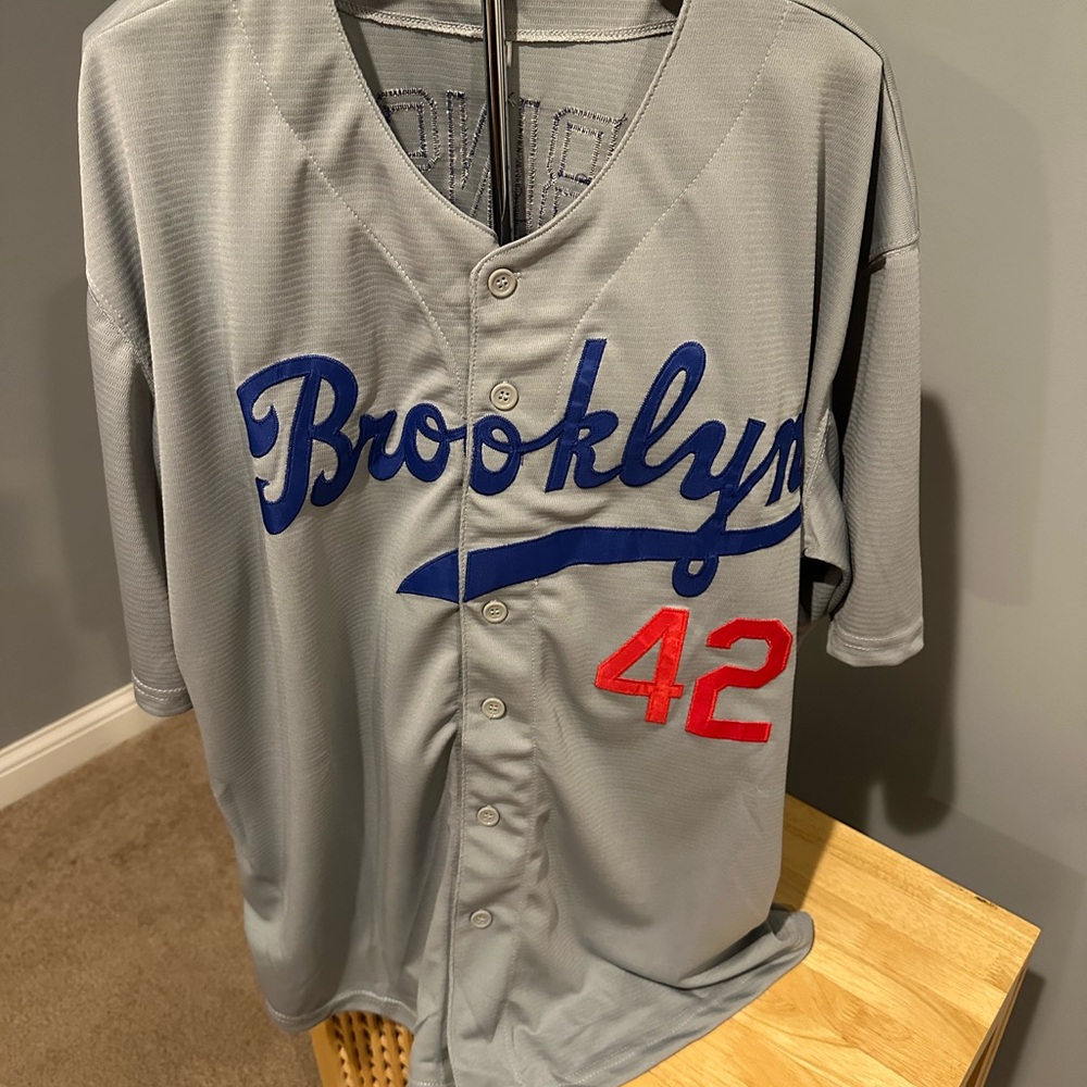 Brooklyn Dodgers Jackie Robinson Gray Baseball Jersey